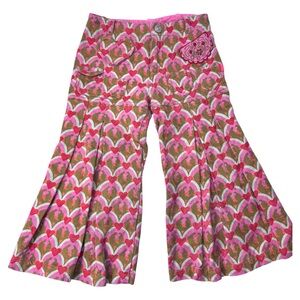 Oilily Girls Retro Heart Print Bell Bottom Pants 104 (3-4T) Boho Boutique Kids